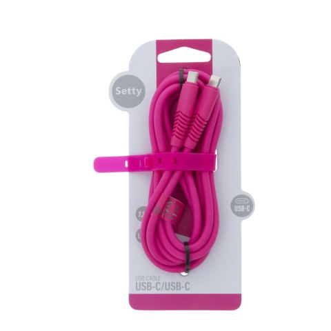 Setty kabel USB-C - USB-C 1,5m 2,1A KSC-C-1.526 różowy