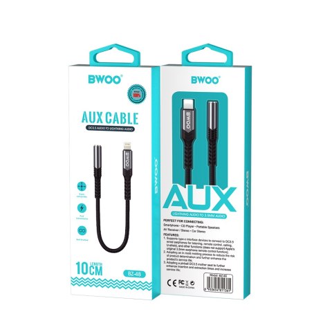 BWOO adapter AUX 3.5mm - Lightning czarny BZ48