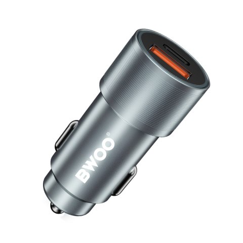 BWOO ładowarka samochodowa USB-C - USB-A 38W srebrna BO-CC73