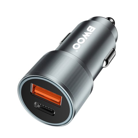 BWOO ładowarka samochodowa USB-C - USB-A 38W srebrna BO-CC73