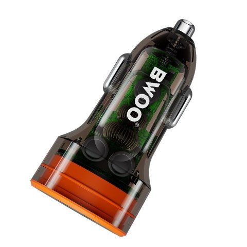 BWOO ładowarka samochodowa USB-C - USB-A 38W transparentna