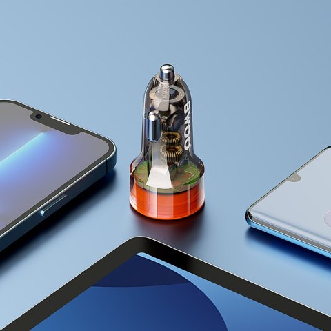 BWOO ładowarka samochodowa USB-C - USB-A 38W transparentna