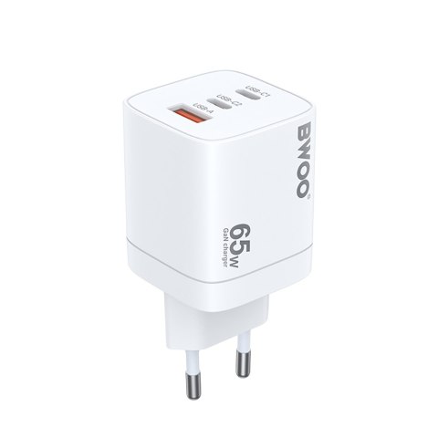 BWOO ładowarka sieciowa 2 x USB-C + USB-A 65W czarna GaN Travel Charger CDA147 BWOO ładowarka sieciowa 2 x USB-C + USB-A 65W czarna GaN Travel Charger CDA147