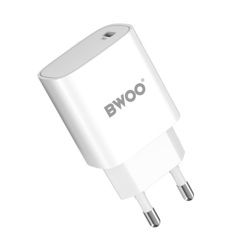 BWOO ładowarka sieciowa 20W USB-C + kabel USB-C - USB-C CDA159 biała BWOO ładowarka sieciowa 20W USB-C + kabel USB-C - USB-C CDA159 biała