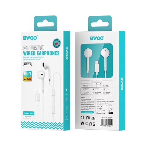BWOO słuchawki HF175 USB-C digital interface białe
