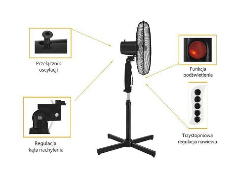 Wentylator stojący WT02 40W 16" czarny Wentylator stojący WT02 40W 16" czarny