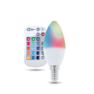 Żarówka LED E14 C37 RGB + Biały 5W z pilotem 250lm Forever Light