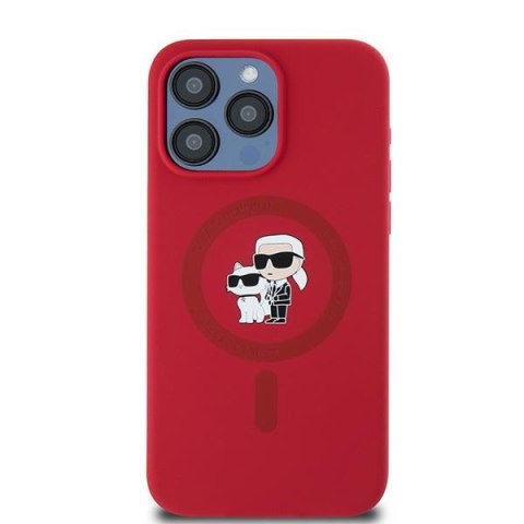 Karl Lagerfeld nakładka do iPhone 15 Pro Max 6,7" KLHMP15XSCMKCRHR HC czerwona Magsafe silicone kc heads ring