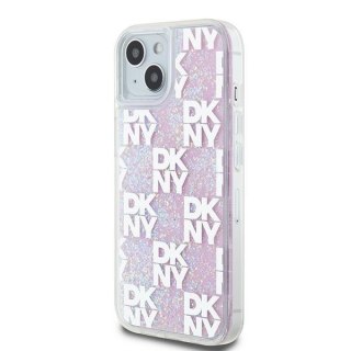 DKNY nakładka do iPhone 15 6,1" DKHCP15SLCPEPP biała HC liquid glitters w checkered pattern