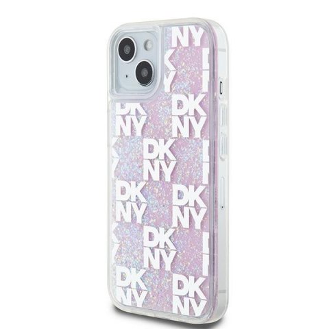 DKNY nakładka do iPhone 15 6,1" DKHCP15SLCPEPP biała HC liquid glitters w checkered pattern