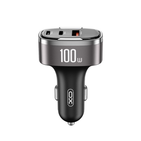 XO ładowarka samochodowa CC61 PD QC 3.0 100W 1x USB1x USB-C 1x Lightning szara