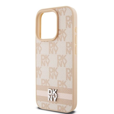 DKNY nakładka do iPhone 15 Pro 6,1" DKHCP15LPCPTSSP różowa HC PU checkered pattern w printed stripes