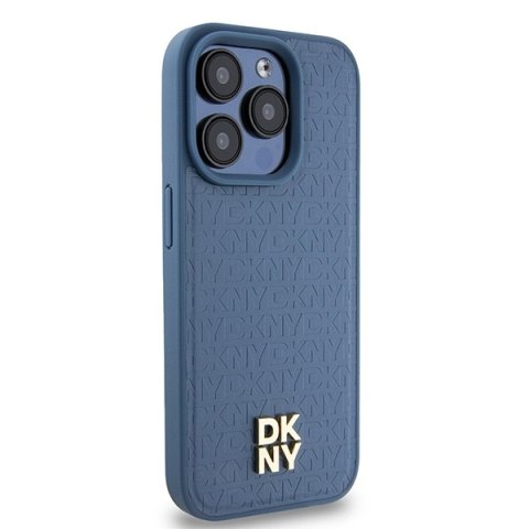 DKNY nakładka do iPhone 15 Pro 6,1" DKHMP15LPSHRPSB niebieska HC Magsafe pu repeat pattern w stack logo