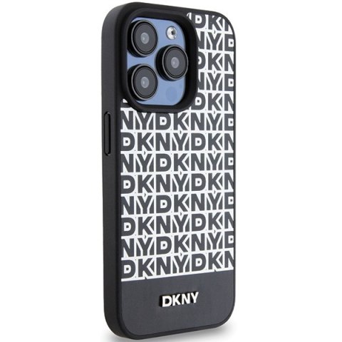DKNY nakładka do iPhone 15 Pro 6,1" DKHMP15LPSOSPK czarna HC Magsafe pu repeat pattern w bottom stripe DKNY nakładka do iPhone 15 Pro 6,1" DKHMP15LPSOSPK czarna HC Magsafe pu repeat pattern w bottom stripe