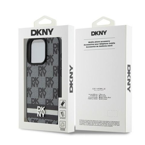 DKNY nakładka do iPhone 15 Pro Max 6,7" DKHCP15XPCPTSSK czarna HC PU checkered pattern w printed stripes