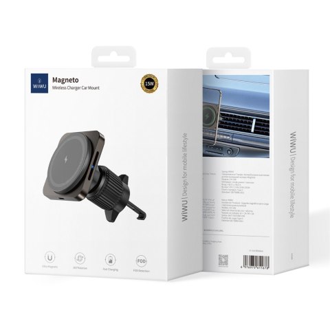 WIWU 15W magnetyczny uchwyt samochodowy na telefon z ładowaniem indukcyjnym CH-318 WIWU 15W magnetyczny uchwyt samochodowy na telefon z ładowaniem indukcyjnym CH-318
