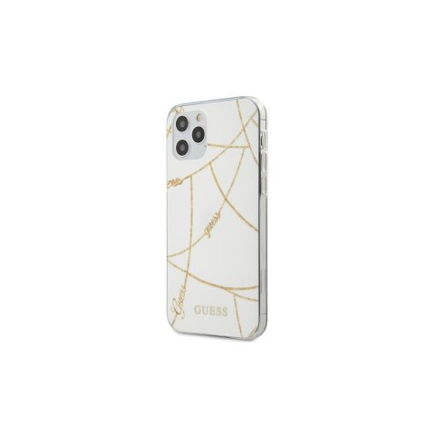Guess nakładka do iPhone 12 Mini 5,4" GUHCP12SPCUCHWH biała hard case Gold Chain Collection