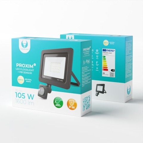 Naświetlacz LED PROXIM II 20W |4500K| PIR IP66 Forever Light Naświetlacz LED PROXIM II 20W |4500K| PIR IP66 Forever Light