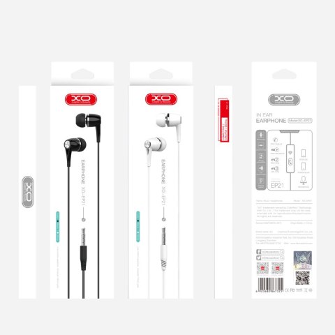 XO słuchawki przewodowe EP21 jack 3,5mm dokanałowe białe XO słuchawki przewodowe EP21 jack 3,5mm dokanałowe białe