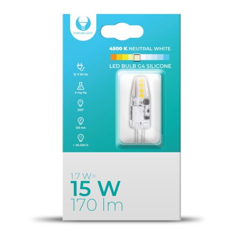 Żarówka LED G4 Silikon 1.7W 12V 4500K 170lm Forever Light Żarówka LED G4 Silikon 1.7W 12V 4500K 170lm Forever Light