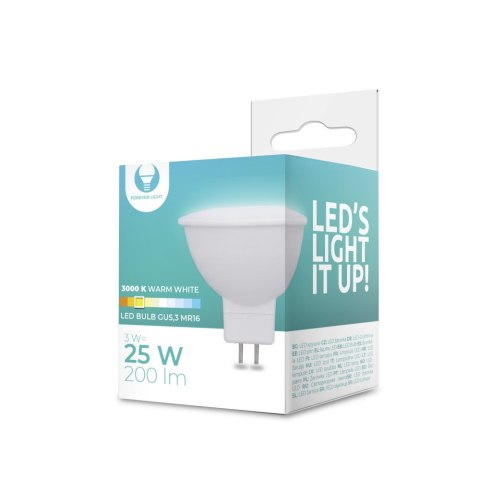 Żarówka LED GU5,3 MR16 3W 12V 3000K 200lm Forever Light Żarówka LED GU5,3 MR16 3W 12V 3000K 200lm Forever Light
