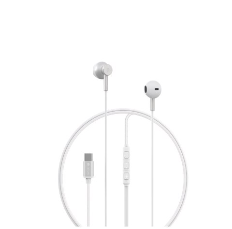 Devia słuchawki przewodowe Smart M2 Digital Metal USB-C douszne srebrne