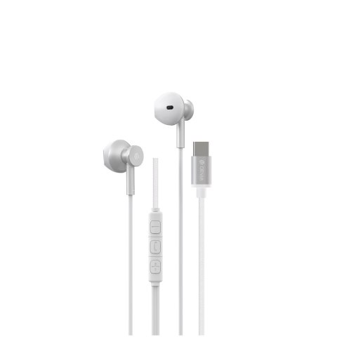 Devia słuchawki przewodowe Smart M2 Digital Metal USB-C douszne srebrne