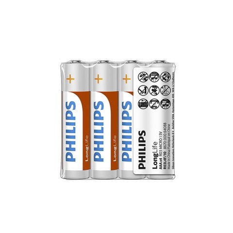 Bateria PHILIPS AAA LR03 LONGLIFE 4szt Power Alkaline Bateria PHILIPS AAA LR03 LONGLIFE 4szt Power Alkaline