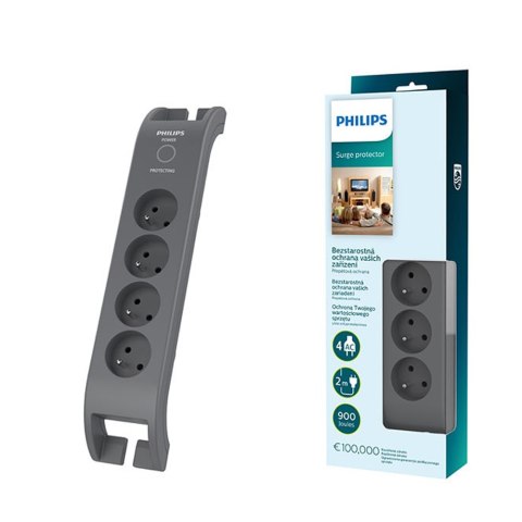 Listwa zasilająca antyprzepięciowa PHILIPS przedłużacz sieciowy 4 gniazda 2m 10A czarna Listwa zasilająca antyprzepięciowa PHILIPS przedłużacz sieciowy 4 gniazda 2m 10A czarna
