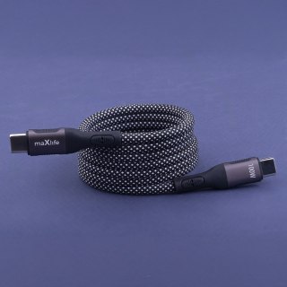 Maxlife kabel magnetyczny MXUC-11 USB-C - USB-C 1,0 m 100W czarny nylonowy