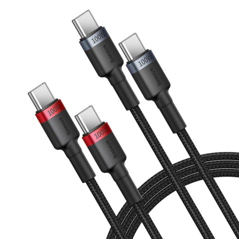 Baseus kabel Cafule Charging Cable USB-C to USB-C 100W 1m 2pcs Red czarny+Grey czarny Baseus kabel Cafule Charging Cable USB-C to USB-C 100W 1m 2pcs Red czarny+Grey czarny