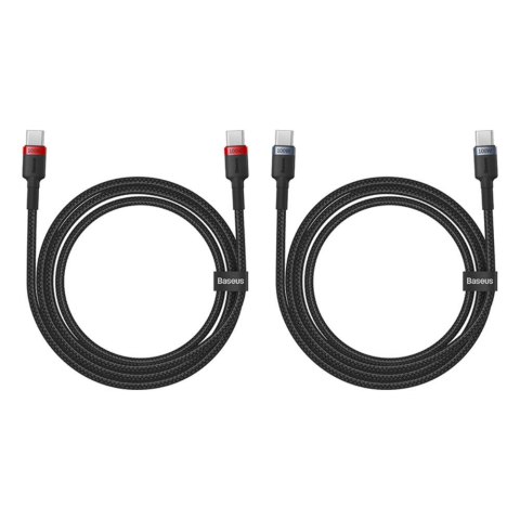 Baseus kabel Cafule Charging Cable USB-C to USB-C 100W 1m 2pcs Red czarny+Grey czarny Baseus kabel Cafule Charging Cable USB-C to USB-C 100W 1m 2pcs Red czarny+Grey czarny