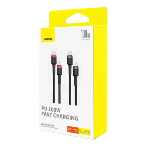 Baseus kabel Cafule Charging Cable USB-C to USB-C 100W 1m 2pcs Red czarny+Grey czarny Baseus kabel Cafule Charging Cable USB-C to USB-C 100W 1m 2pcs Red czarny+Grey czarny