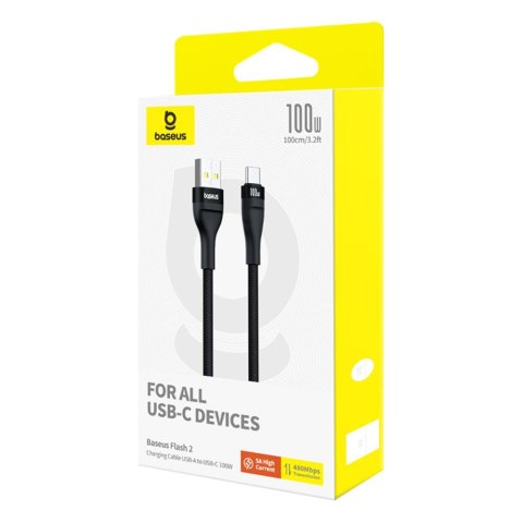 Baseus kabel Flash 2 Charging Cable USB to USB-C 100W 2m Cluster czarny Baseus kabel Flash 2 Charging Cable USB to USB-C 100W 2m Cluster czarny