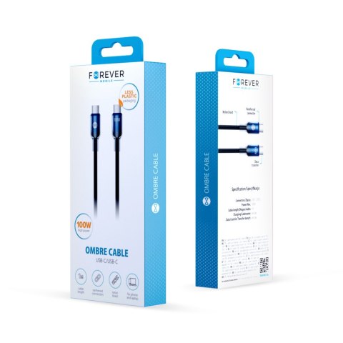 Forever kabel Ombre USB-C - USB-C 1,0 m 100W czarny