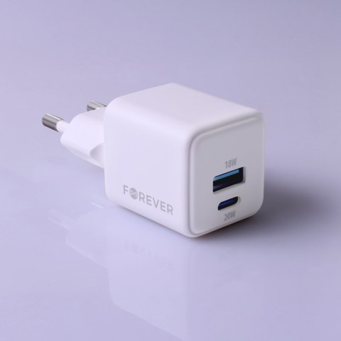 Forever ładowarka sieciowa GaN PD QC TC-08-20AC 1x USB-C 1x USB 20W biała Forever ładowarka sieciowa GaN PD QC TC-08-20AC 1x USB-C 1x USB 20W biała