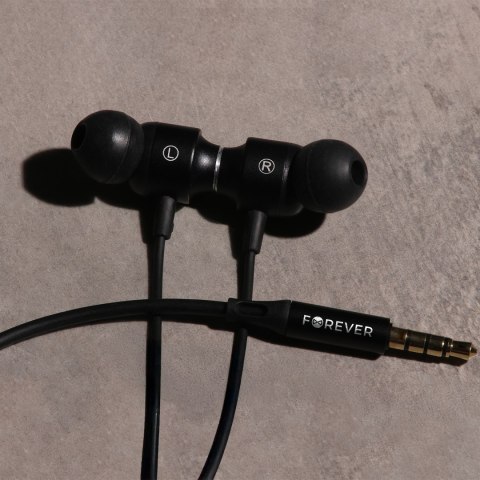Forever słuchawki przewodowe EP-01 dokanałowe jack 3,5mm czarne