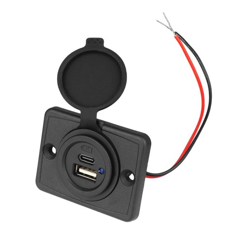 Ładowarka samochodowa do zabudowy zamykana out:USB-A + USB-C 2x5V/2,4A, in:12V/24V Ładowarka samochodowa do zabudowy zamykana out:USB-A + USB-C 2x5V/2,4A, in:12V/24V