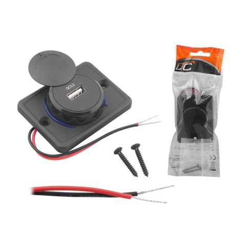 Ładowarka samochodowa niskoprofilowa do montażu zamykana out:USB-A QC3.0, in:12V/24V Ładowarka samochodowa niskoprofilowa do montażu zamykana out:USB-A QC3.0, in:12V/24V