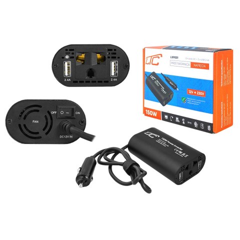Przetwornica in: 12V DC out: 230V/50Hz, 150W + 2xUSB 5V/2.4A LTC Przetwornica in: 12V DC out: 230V/50Hz, 150W + 2xUSB 5V/2.4A LTC