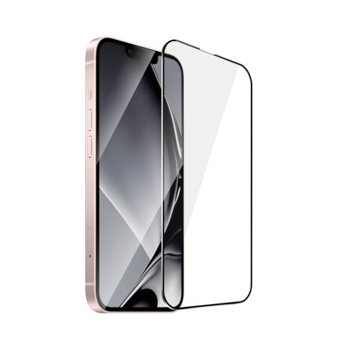 Szkło hartowane z metalową ramką do iPhone 13 / 13 Pro 6,1'' / 14 / 16e 6,1" czarna ramka